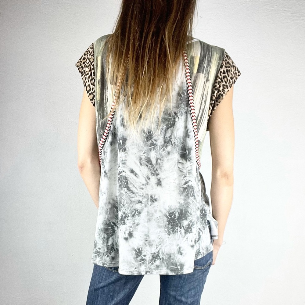 Ces Femme |Bleached Leopard Print Multi-Fabric Ro… - image 5